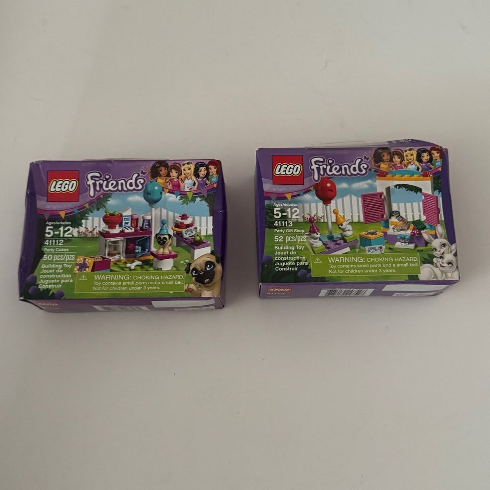 Lego Friends Party Cakes 41112 and Party Gift Shop 41113 New in Damaged Boxes